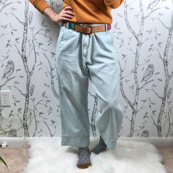 L.L. Bean Pants - L.L. Bean wide leg linen cotton pants light wash